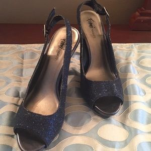 Navy Sparkle Sling Back Pump